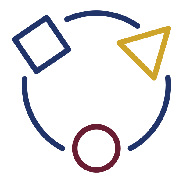 Icon showing a circle with changing shaped swirling around it, signifying adaptability