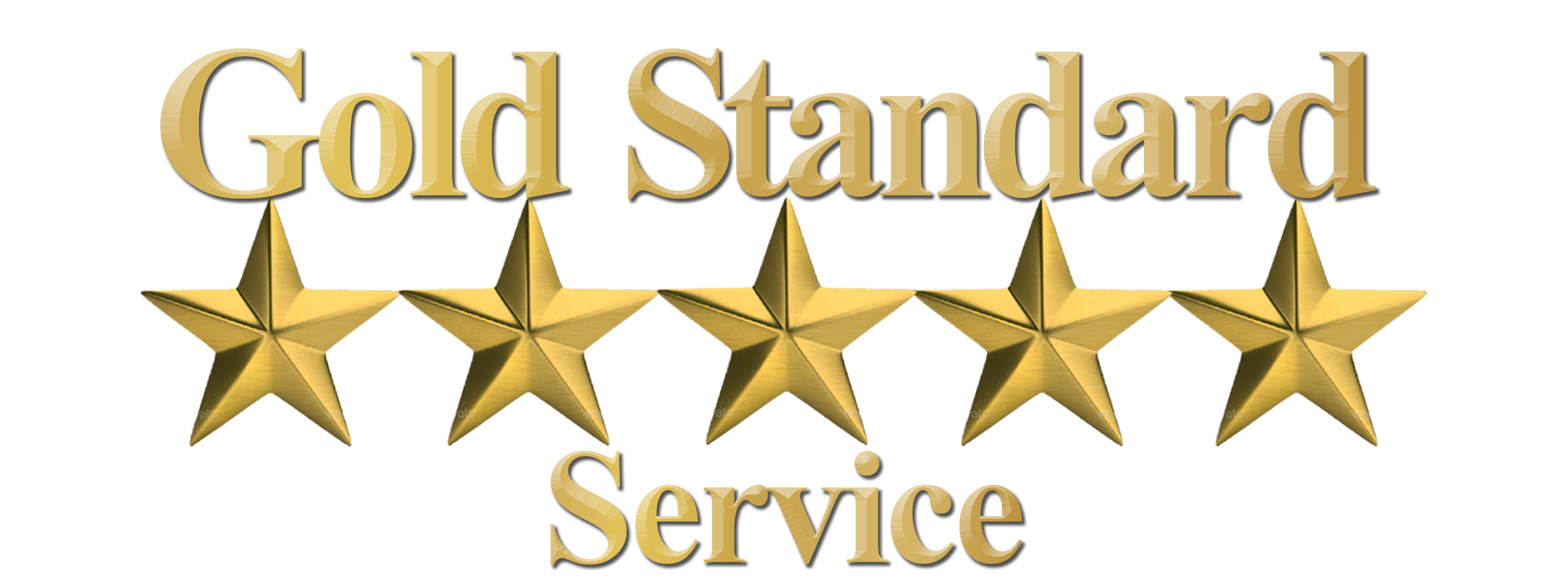 Gold Standard Service with a picture of 5 gold stars. Read below to discover what each one of them means.
