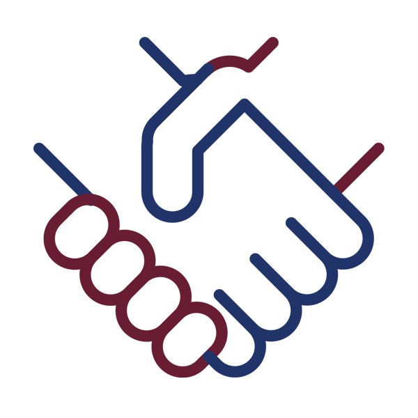 Icon showing two hands shaking, symbolizing respect. 